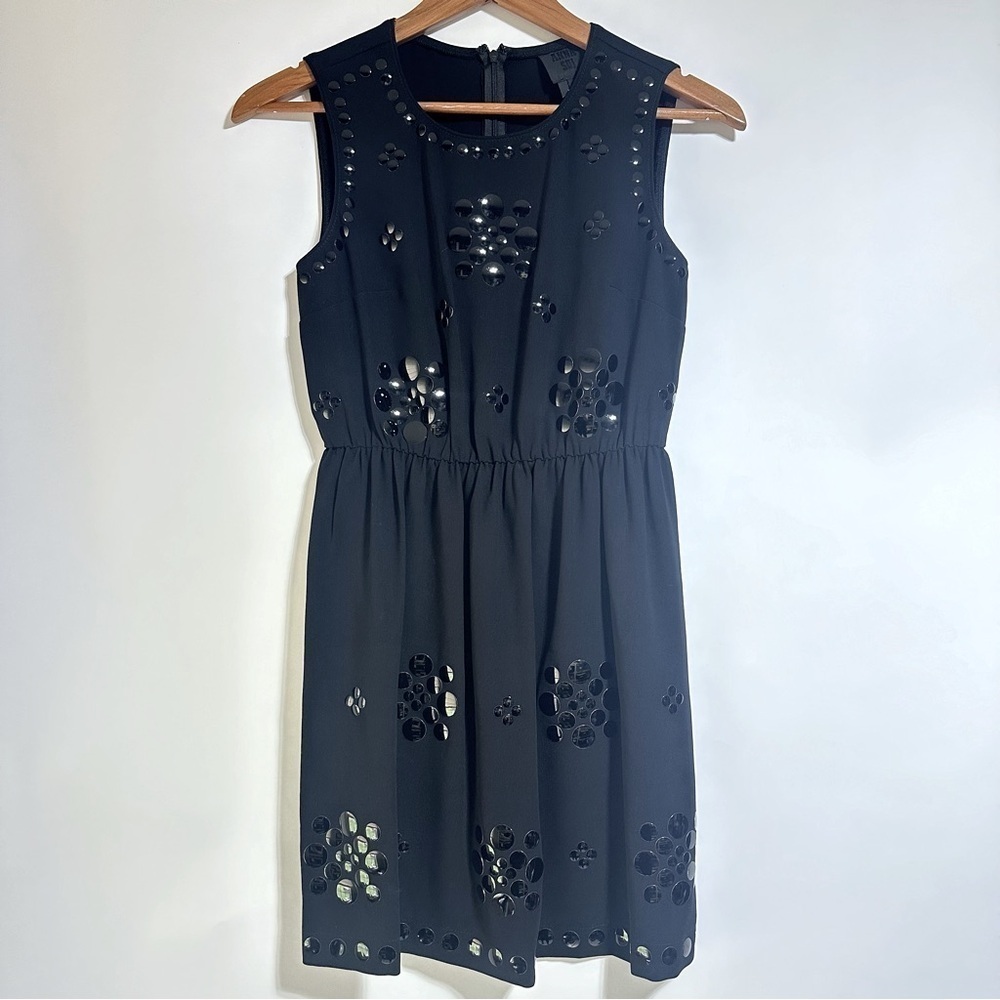 Anna Sui embellished polkadot black mini cocktail dress sleeveless